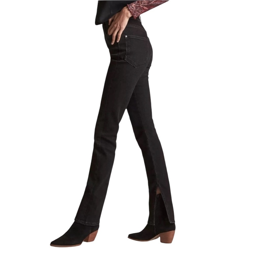 Pilcro | Anthropologie The Split Ultra High Rise Straight Leg Black size 27